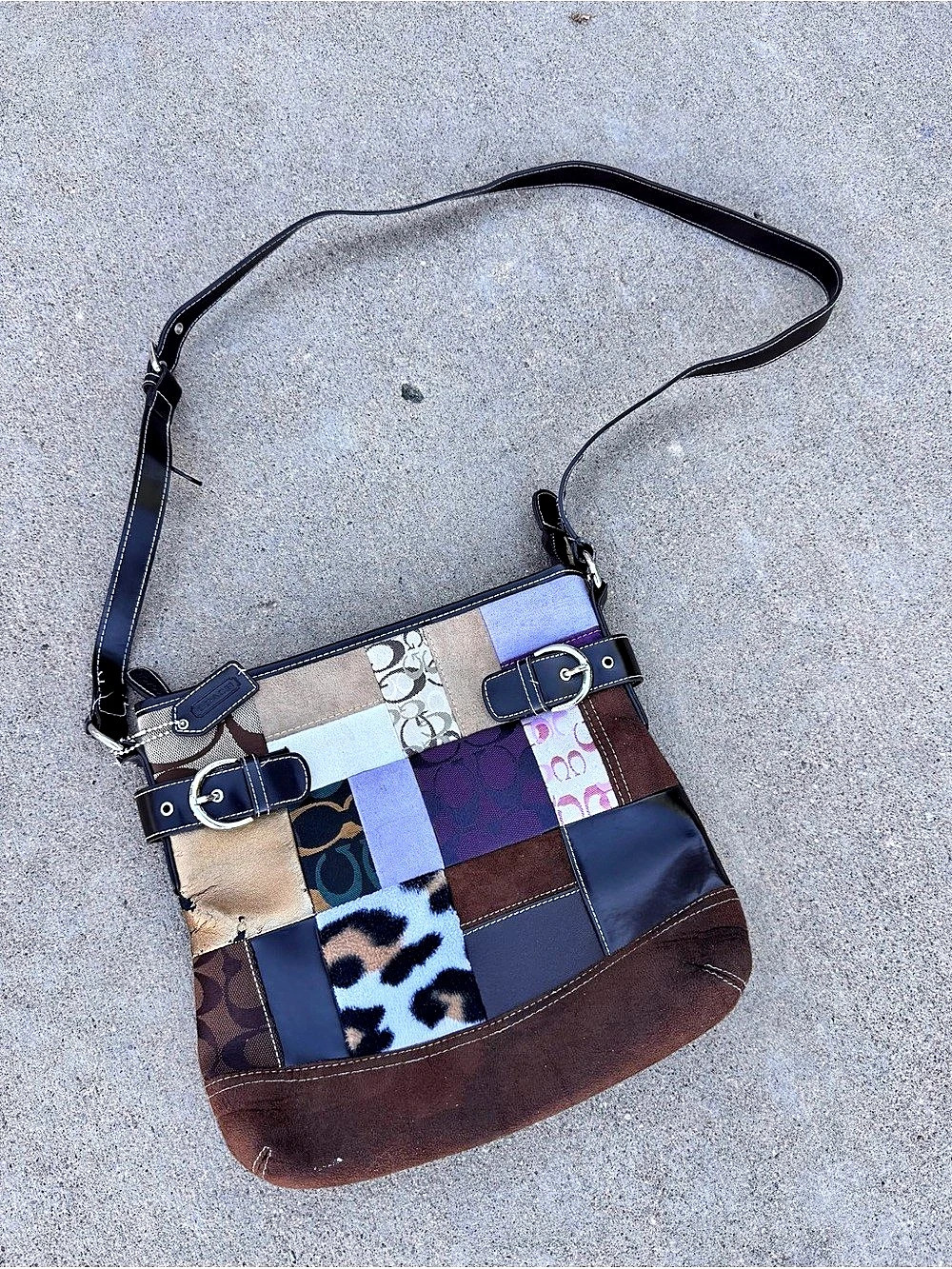 Y2K Coach Patchwork Crossbody Bag in Brown & Black